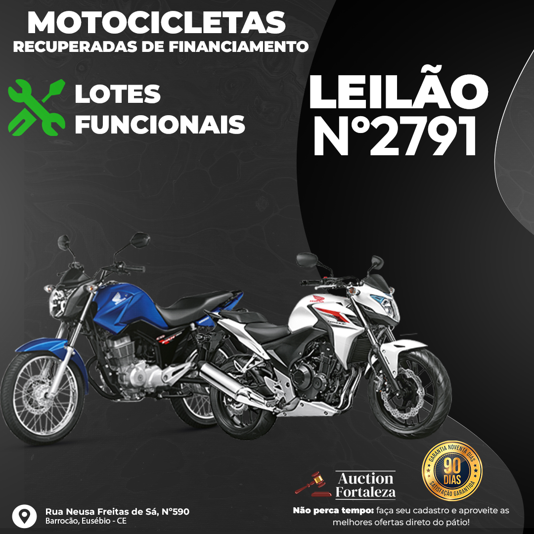 Leilão 2791 – Motos Recuperadas de Financiamento